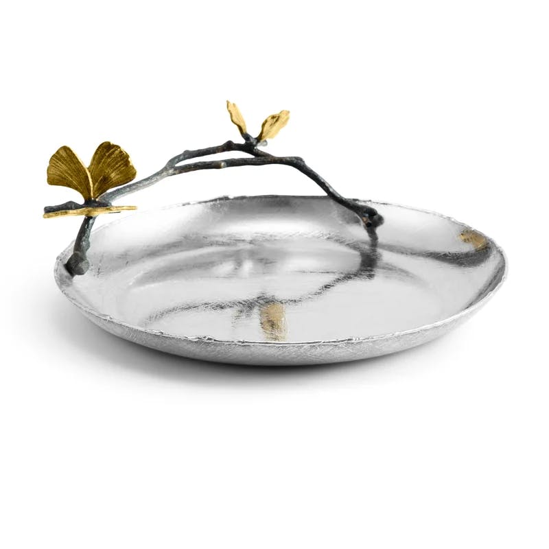 Butterfly Ginkgo Elegance 9'' Round Metal Serving Platter