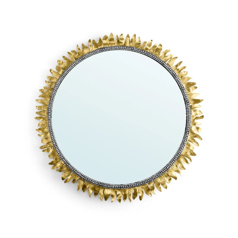 Radiant Sunburst 26" Gold Metal Ornate Wall Mirror