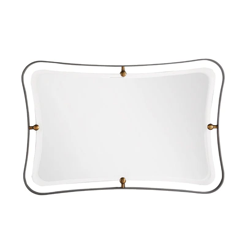 Janey Rectangular Gold and Iron Hourglass Wall Mirror 45"x30"