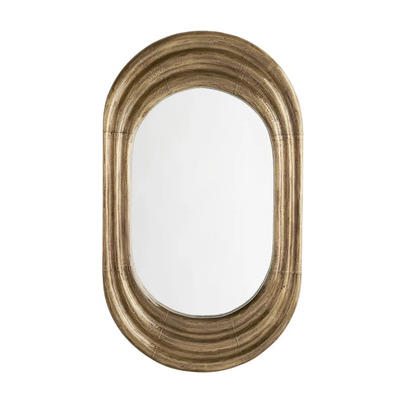 Georgina Mid-Century Modern Oval Wall Mirror in Dark Antique Brass