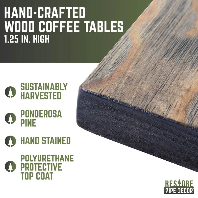 Boulder Black Rustic Solid Pine Coffee Tabletop
