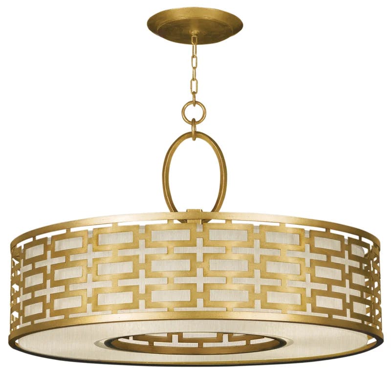 Elysian 5-Light Gold Drum Chandelier with Fluorescent & LED Options