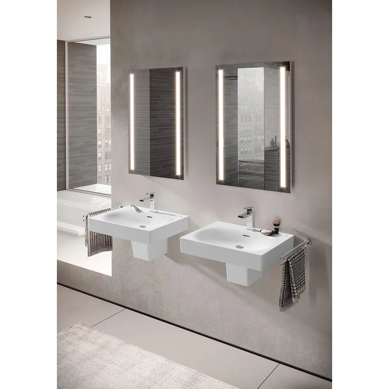 Eurocube Alpine White 24" Ceramic Wall-Mount Bathroom Sink