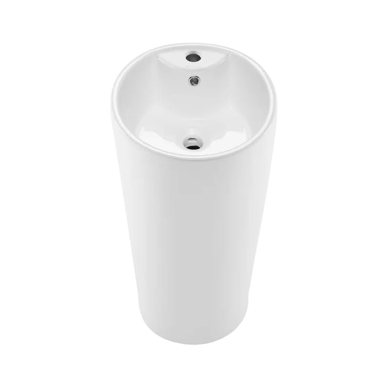 Glossy White Monaco 33.5" Ceramic Pedestal Bathroom Sink