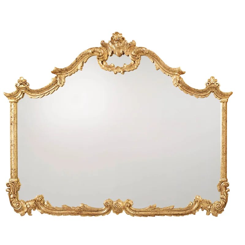 Traversi Antiqued Gold Leaf Baroque Overmantel Mirror