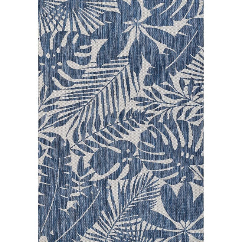 Chambray Blue Geometric 2' x 10' Washable Outdoor Runner Rug