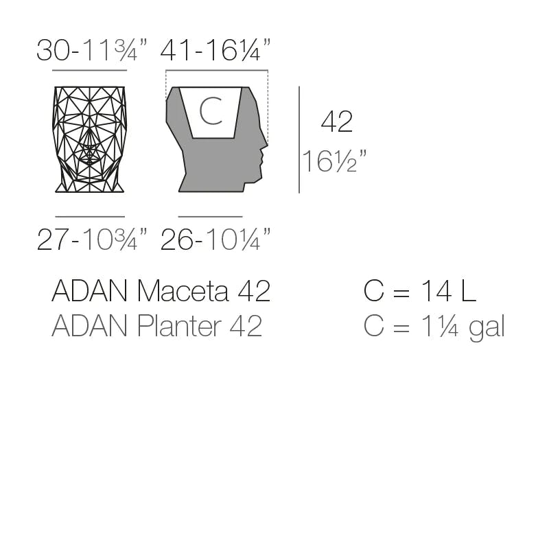 Adan Black Matte Finish Novelty Planter, 16.5" H x 11.75" W