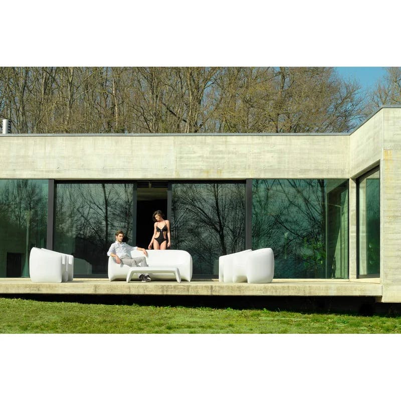 Blow 78.75'' Matte White Polyethylene Outdoor Patio Sofa