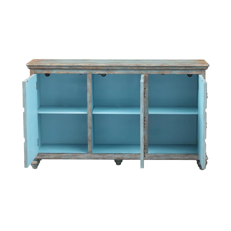 Valenti Transitional 66'' Blue Apothecary-Style Sideboard