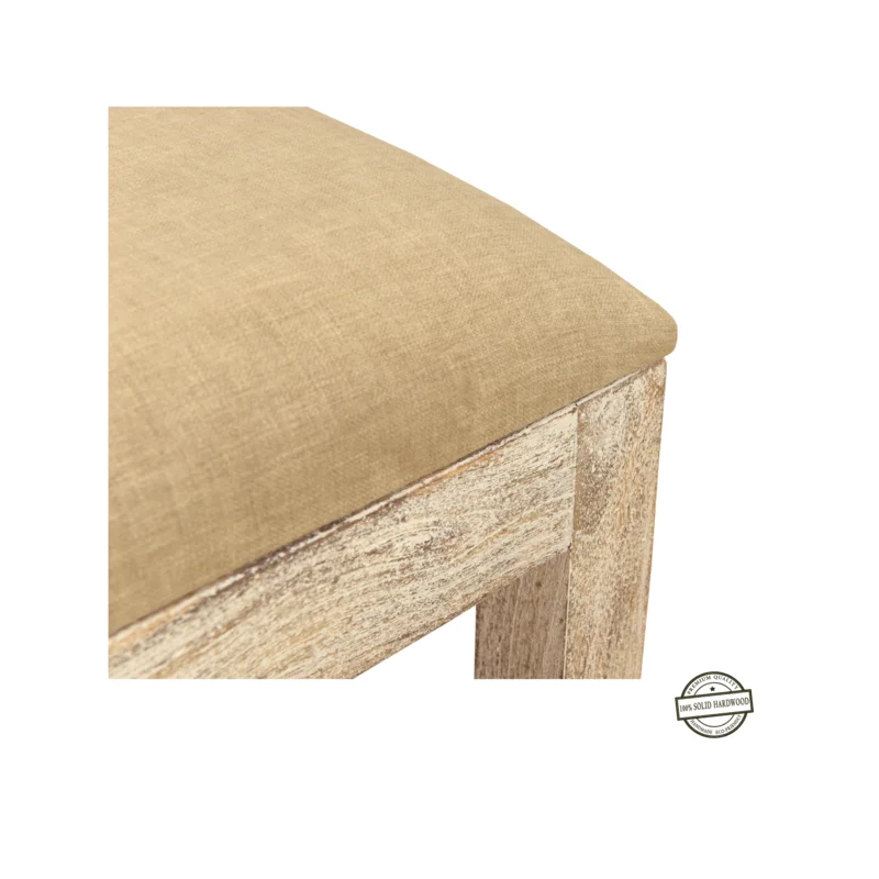 Quincy Mango Wood White Upholstered Slat Back Chairs, Set of 2