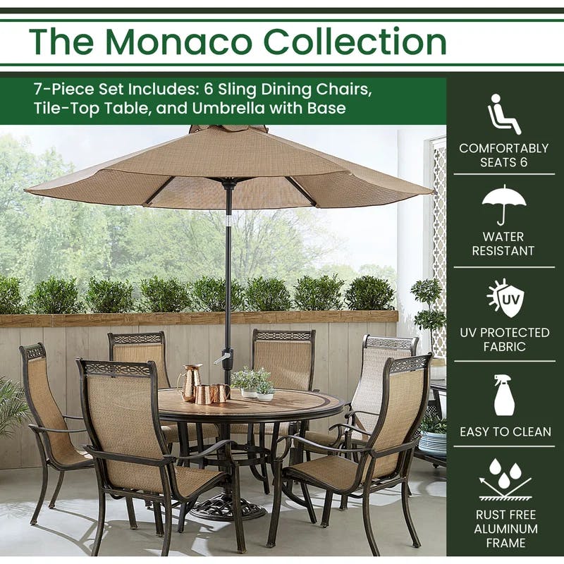 Elegant Monaco 6-Person Round Outdoor Dining Set with Golden-Bronze Finish