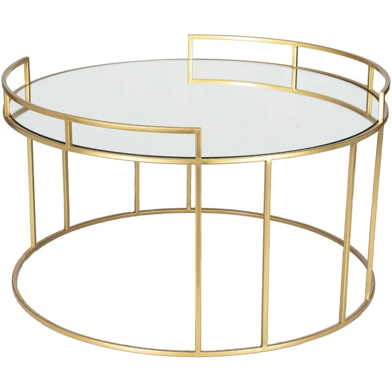 Aurelia Gold Round Glass Coffee Table, 32"