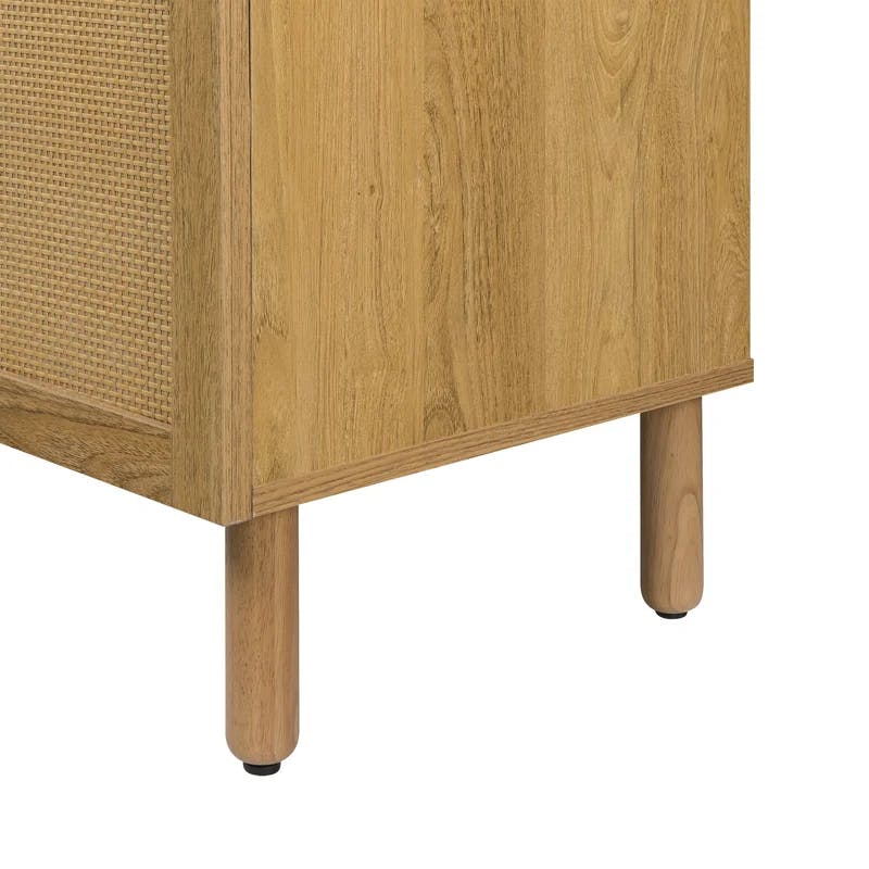 Sango Orre Contemporary Mixed Material Rattan 2-Door Cabinet, Brown