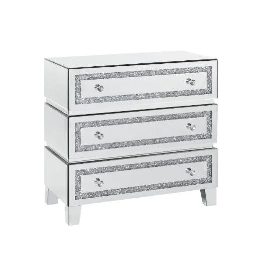 Contemporary Silver Storage Cabinet with Faux Diamond Inlays