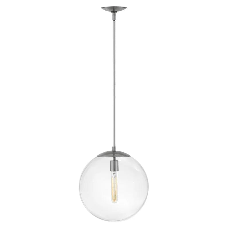 Polished Antique Nickel Globe Pendant with Clear Glass Shade