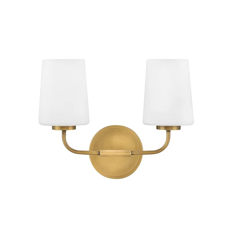 Lark Kline Heritage Brass 2-Light Dimmable Vanity with Etched Opal Shades