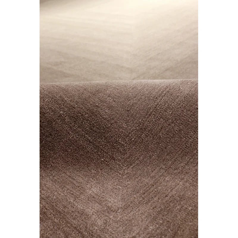 Handmade Brown/Ivory Ombre Wool & Silk 5' x 8' Area Rug