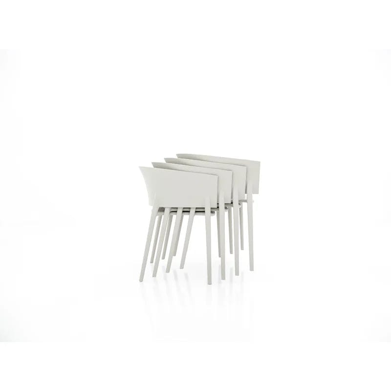 Ecru Matte Polypropylene Modern Dining Armchair by Eugeni Quitllet
