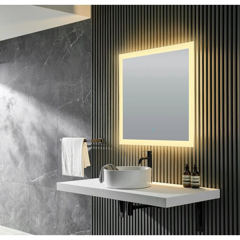 Neptune 39" x 32" Frameless LED Vanity Bathroom Mirror with Defogger