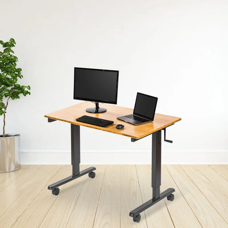 VersaFlex Matte Black 53" Adjustable Standing Desk with Drawer