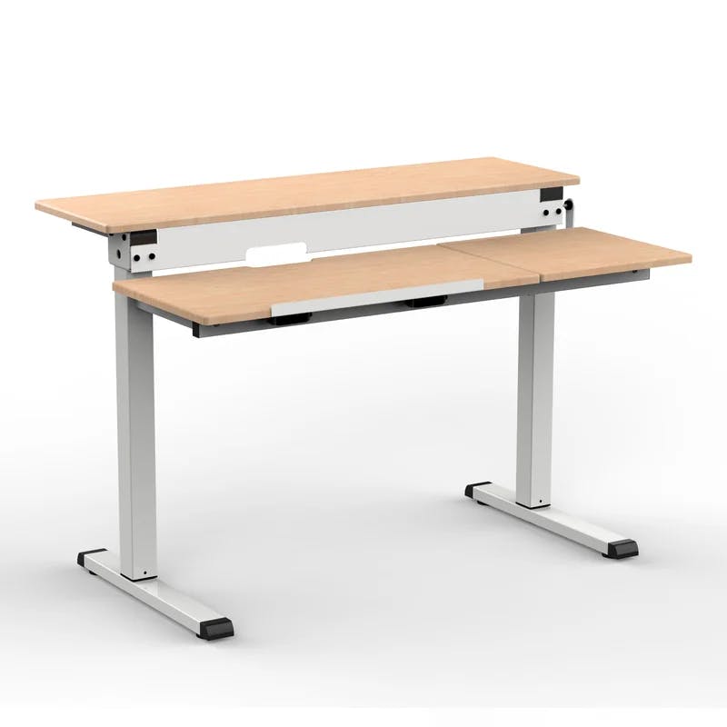 ErgoFlex 62" White Adjustable Standing Desk with Drawer & Keyboard Tray