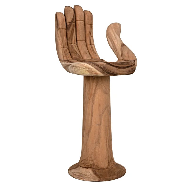 Enlightened Teak Hand-Carved 44'' Protection Pose Bar Stool