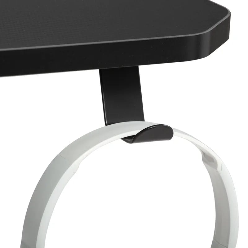 47.2" T-shaped Black Metal Gaming Desk with Cup Holder & Headphone Hook