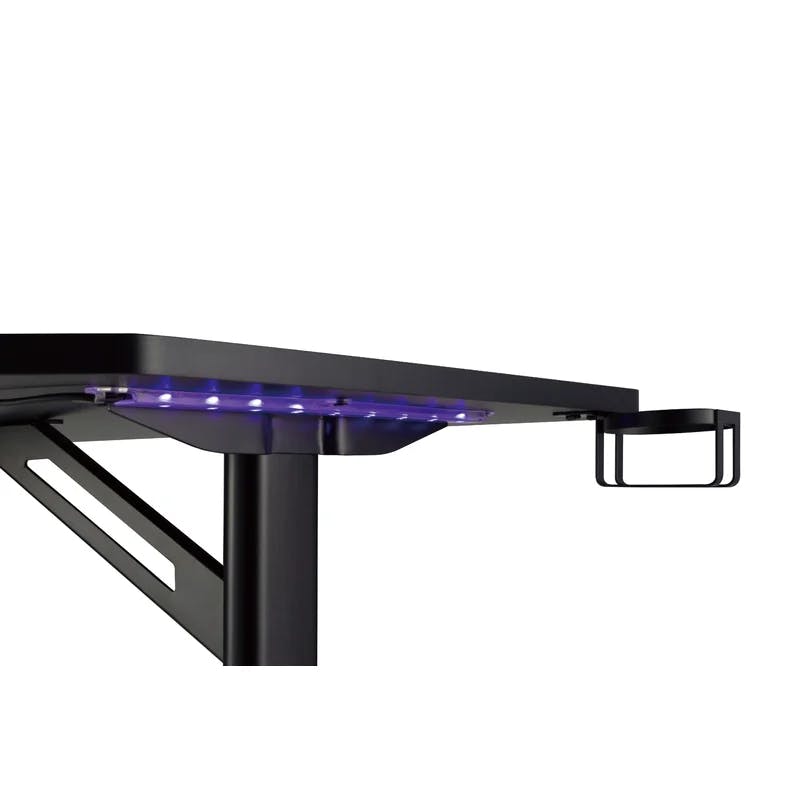 47.2" T-shaped Black Metal Gaming Desk with Cup Holder & Headphone Hook