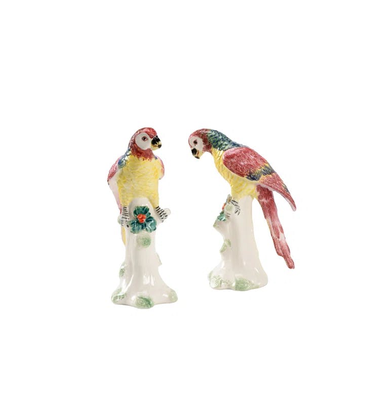 Chelsea House 8" Hand Painted Amazon Parrots Ceramic Figurine Set