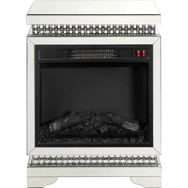 Annemore Mirrored 21'' Electric Fireplace with Faux Diamonds