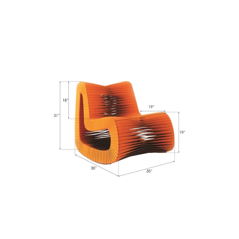 Contemporary Braided Back Glider Chair in Brown and Orange