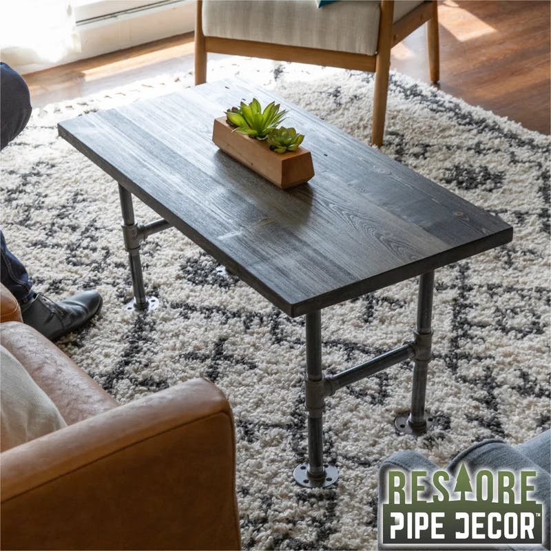 Boulder Black Rustic Solid Pine Coffee Tabletop