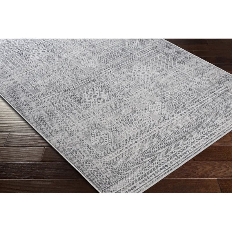 Gray Aavyn 8'10" x 12' Easy-Care Synthetic Patchwork Rug