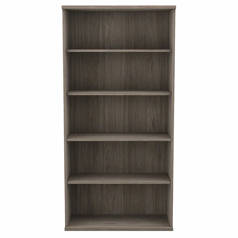 Contemporary Modern Hickory Tall 5-Shelf Adjustable Bookcase