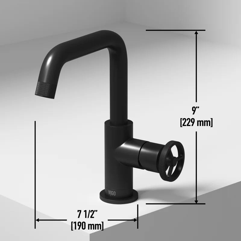 Cass 9'' High Aerodynamic Wheel Handle Matte Black Bathroom Faucet