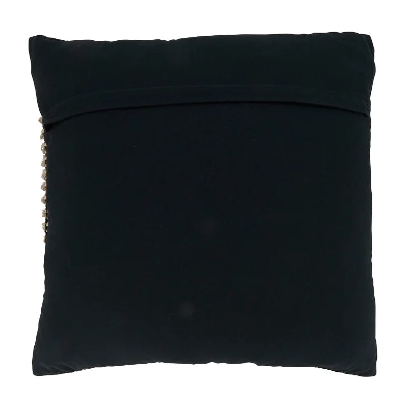 Knotted Square 27" Black & White Cotton Pillow Cover