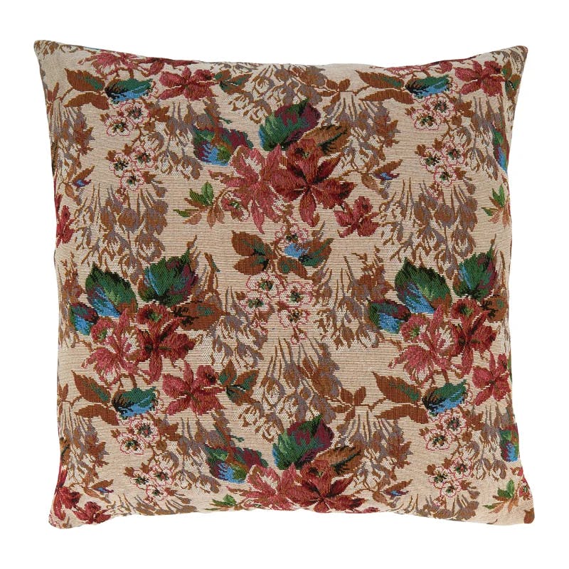 Ivory Jacquard Flower Luxe Polyester Euro Pillow Cover