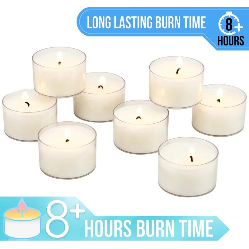 Sustainable Palm Wax White Tealight Candles, 96 Pack