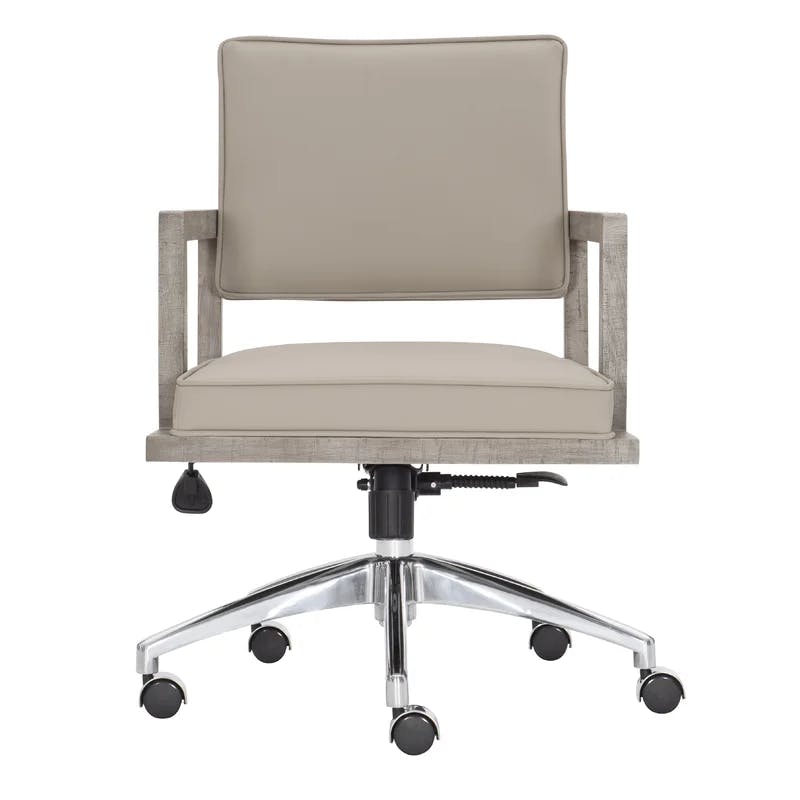 Davenport Morel Leather and Wood Transitional Task Chair