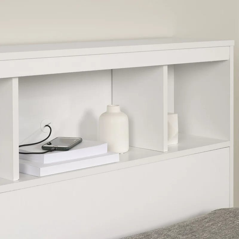 Pure White Fusion Full Bookcase Headboard with Storage