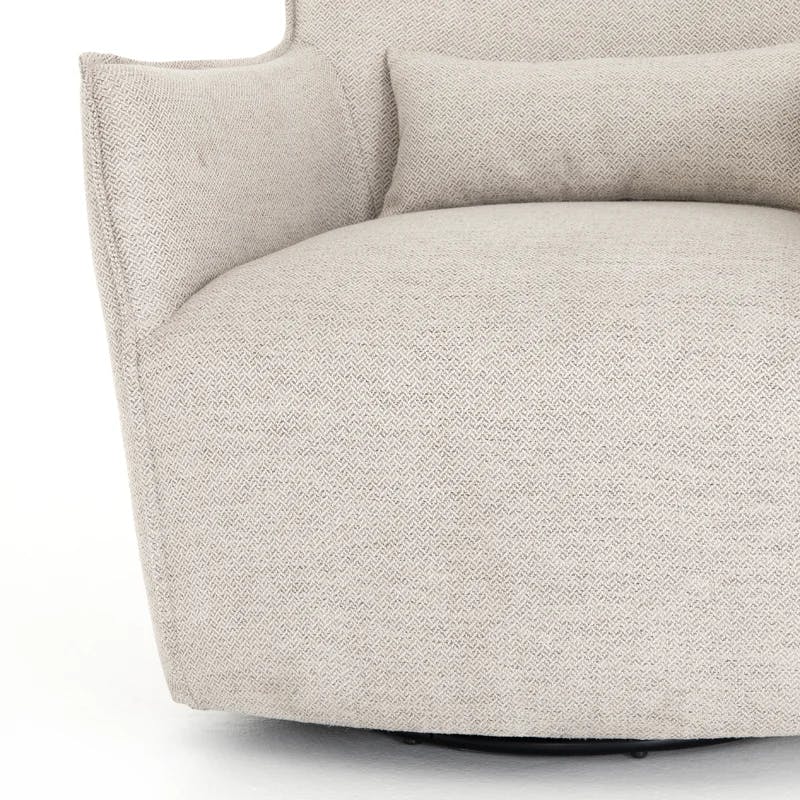 Noble Platinum Barrel Swivel Armchair with Lumbar Pillow
