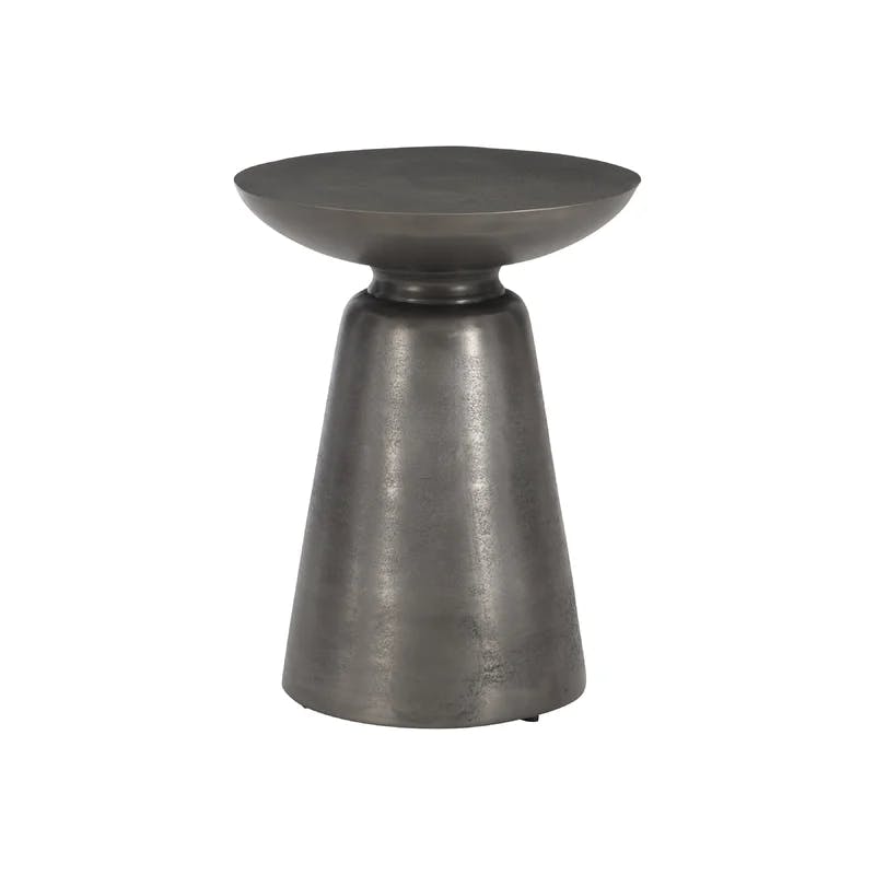 Catalan Round 15" Gray Metal Industrial Side Table