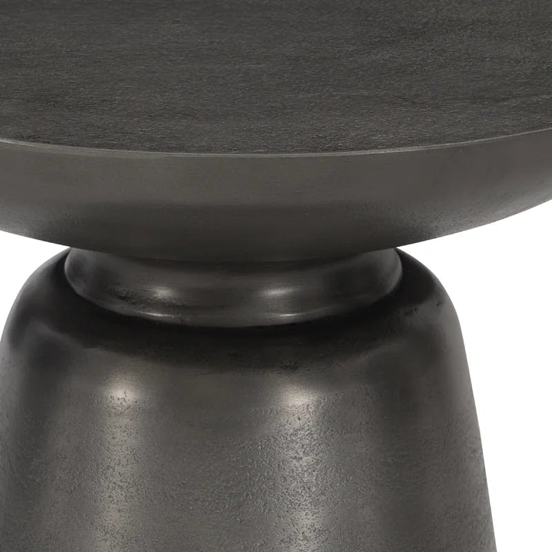Catalan Round 15" Gray Metal Industrial Side Table