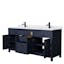 Beckett 72" Double Freestanding Vanity in Dark Blue with White Marble Top