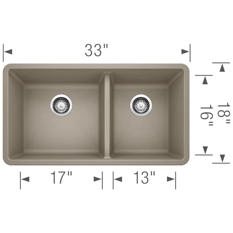 Truffle Stone Double Bowl 33" Undermount Kitchen Sink