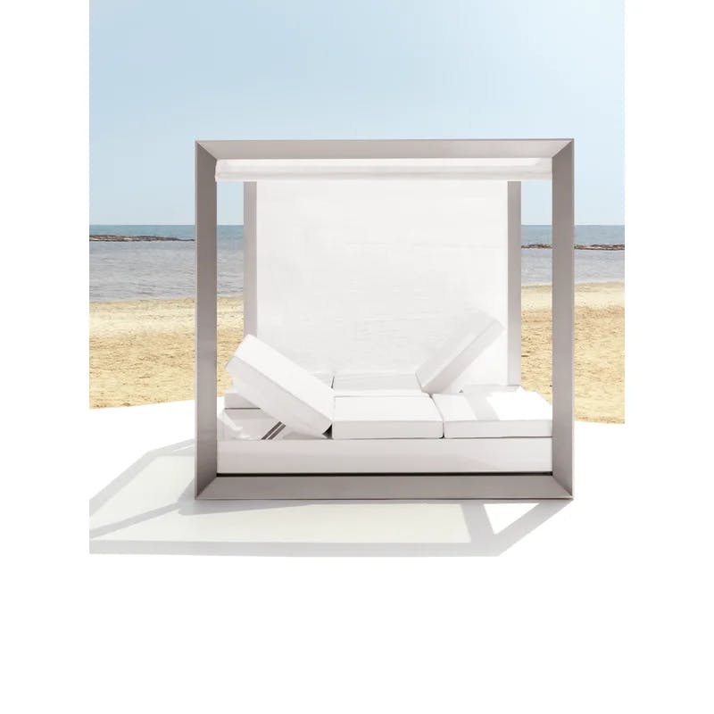 Vela Luxe White Matte Polyethylene Daybed with Nautical Vinyl Cushions