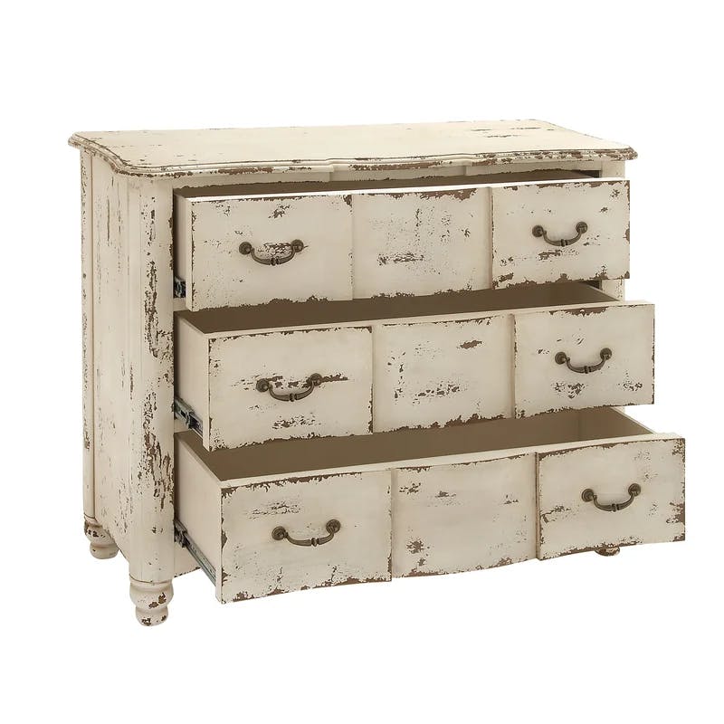Cottage Charm Cream Wood 3-Drawer Accent Chest, 42"x35"