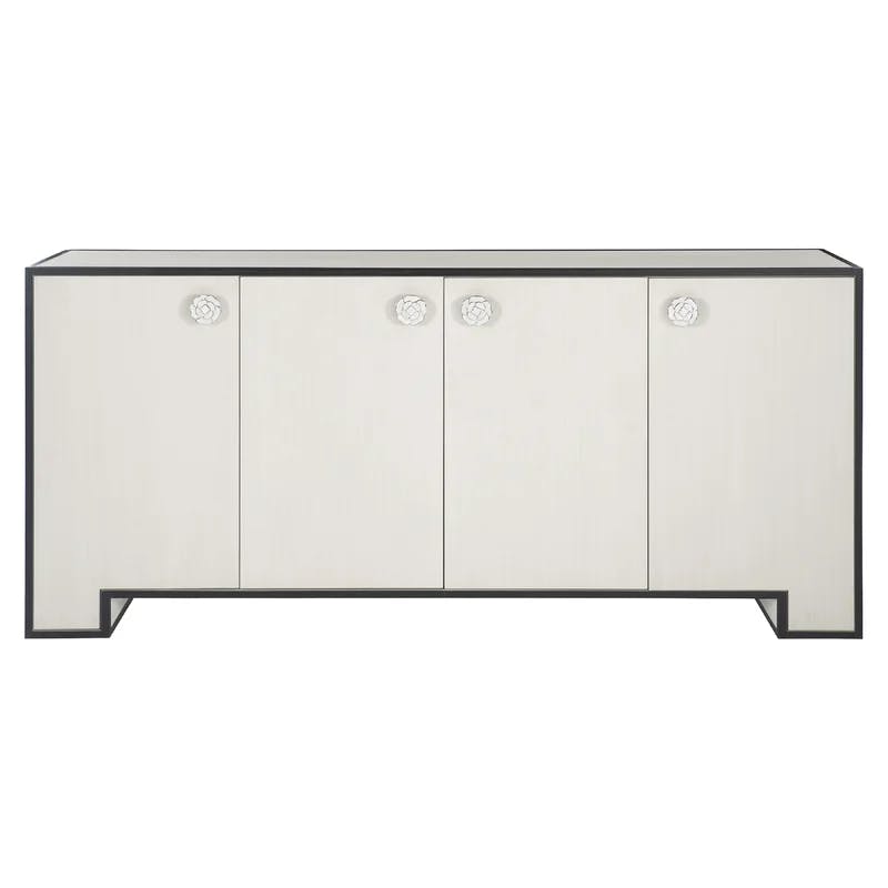 Eggshell and Onyx Two-Tone Sideboard with Nickel Hardware