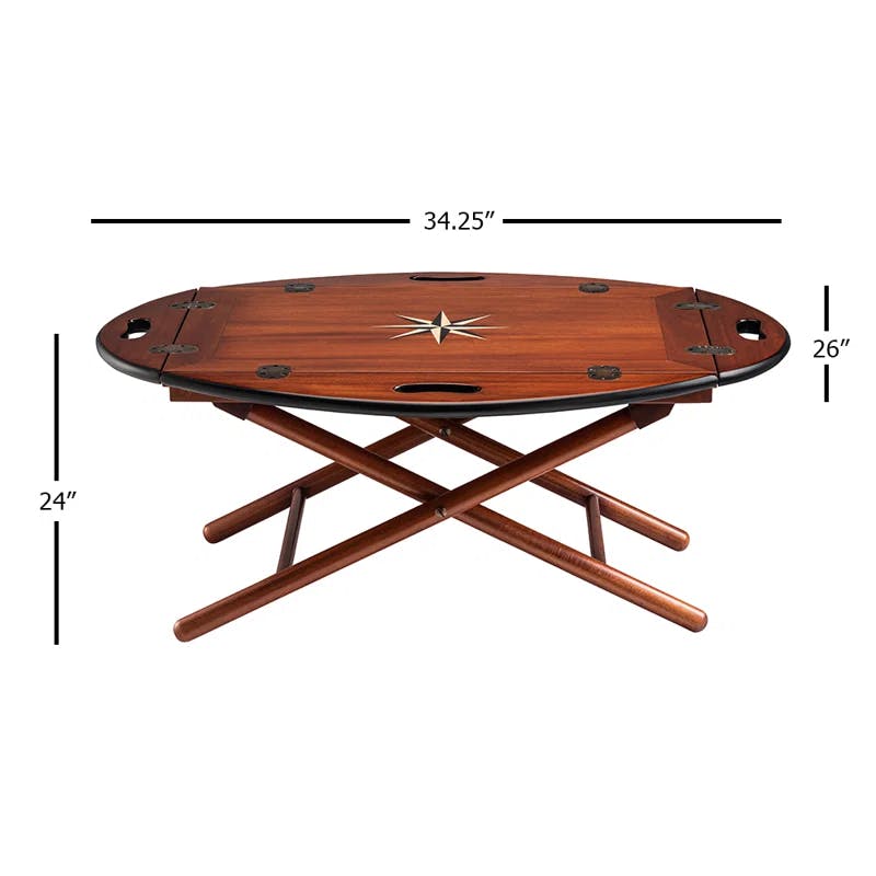 Acker 34'' Mahogany Wood Cross Leg Tray Top End Table