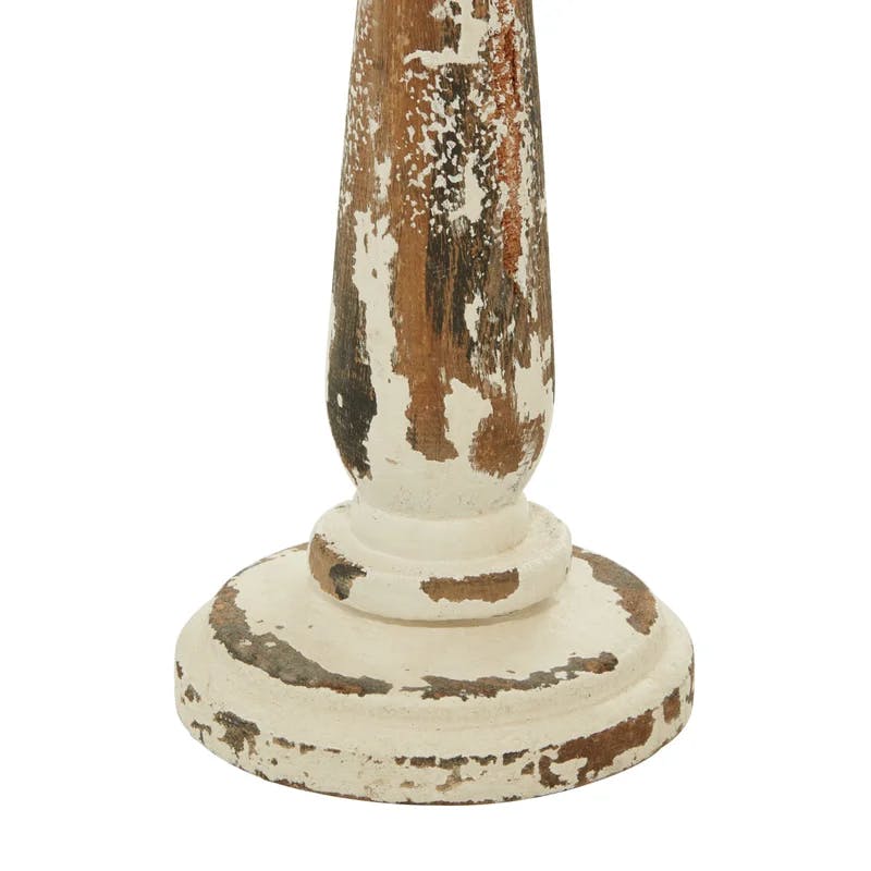 Winter Elegance Wood Candle Lantern Set, Rustic Brown, 17"
